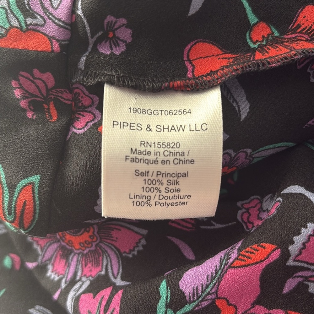 VERONICA BEARD Robin Dress 100% Silk in Black/Multi-colored Floral Size 2 - Picture 10 of 11
